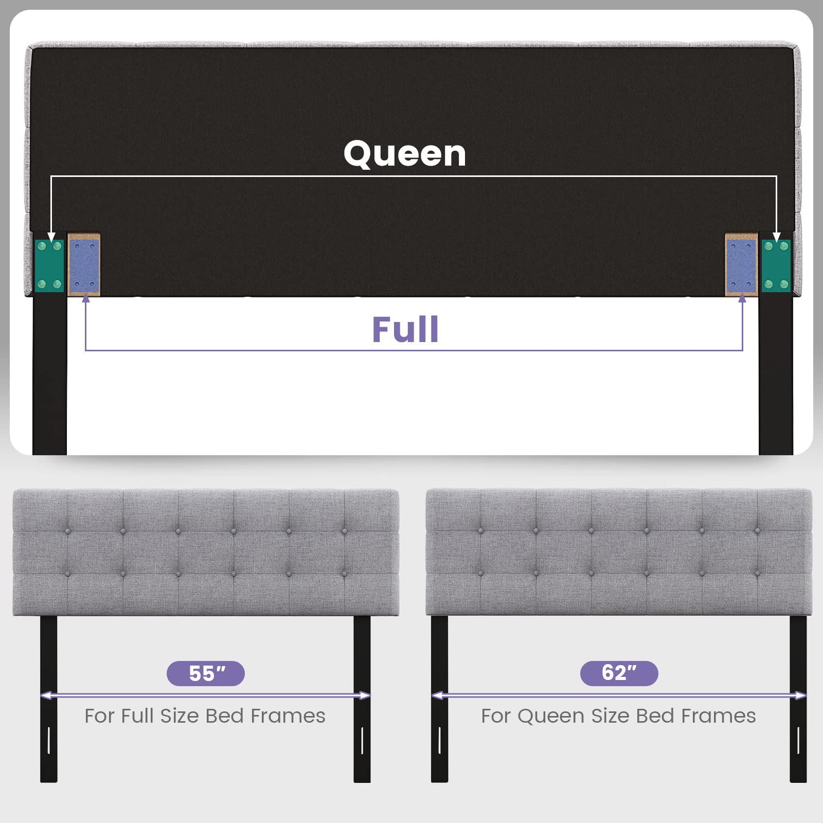 Linen Upholstered Headboard for Full & Queen Size Bed Frame