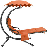 Outdoor Hanging Chaise Lounge Chair Hammock Chair w/Built-in Pillow