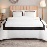 Hotel Duvet Cover Set Queen Size 3Pcs Microfiber Black Line Pattern Bedding