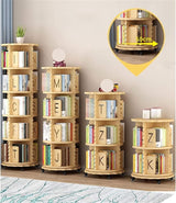 Bookshelf Double-Layer Chassis Design Bookcase Sturdy 360° Rotating Rack Bookcase