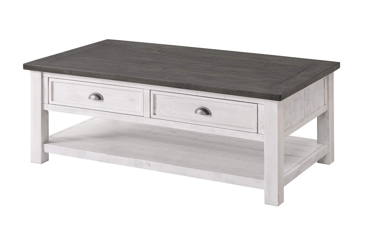 Monterey Solid Wood Coffee Table White with Grey Top