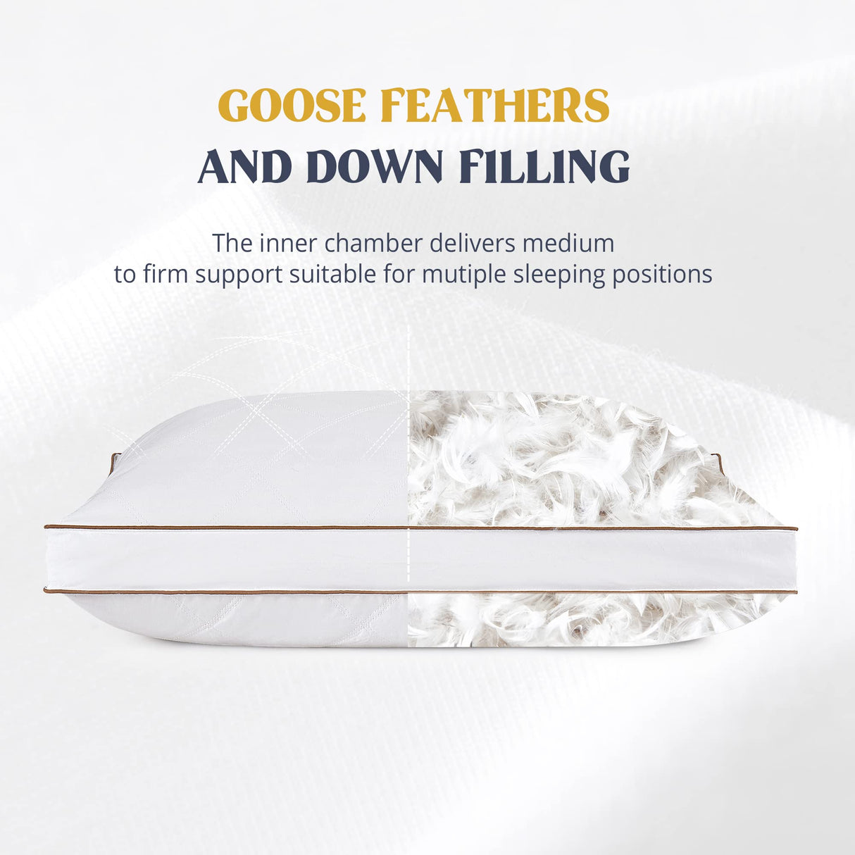 Goose Feathers and Down Pillow for Sleeping Gusseted Bed Hotel Collection Pillows