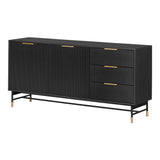 Arlo Sideboard with Ribbed Doors and Drawers, Ash Oak and Gold