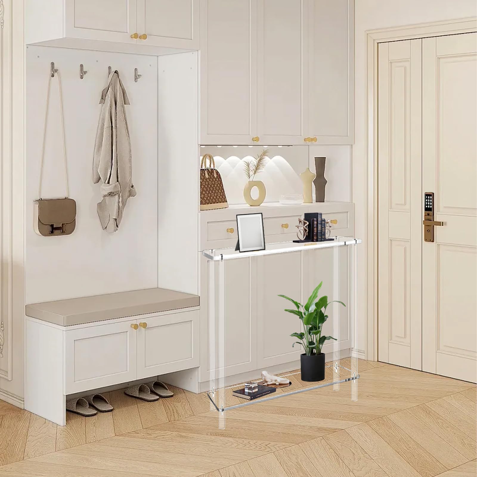 Clear Acrylic Console Table - 39.4" Narrow Entryway Table
