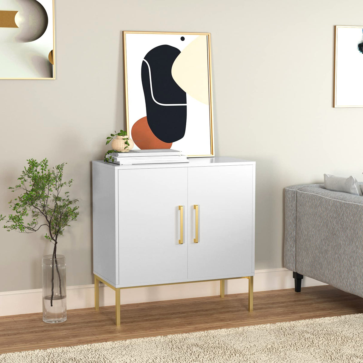 Buffet Sideboard Cabinet with Storage, Modern Wooden Free Standing Cabinet