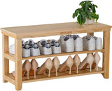 Shoe Rack Bench, 2-Tier Wood Heavy Duty Shoe Organizer Shelf for Entryway