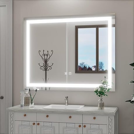 for Bathroom 28 x 36 Inch Lighted Bathroom Mirror Wall Mount Mirror, Frameless LED