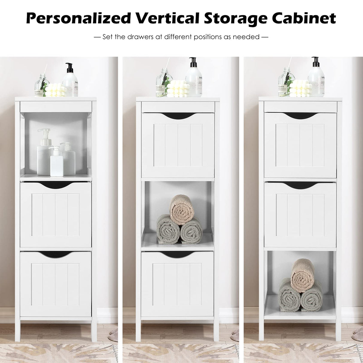 Bathroom Organizers and Storage Cabinet - Storage Organizer Rack Stand with 2 Removable Drawers,
