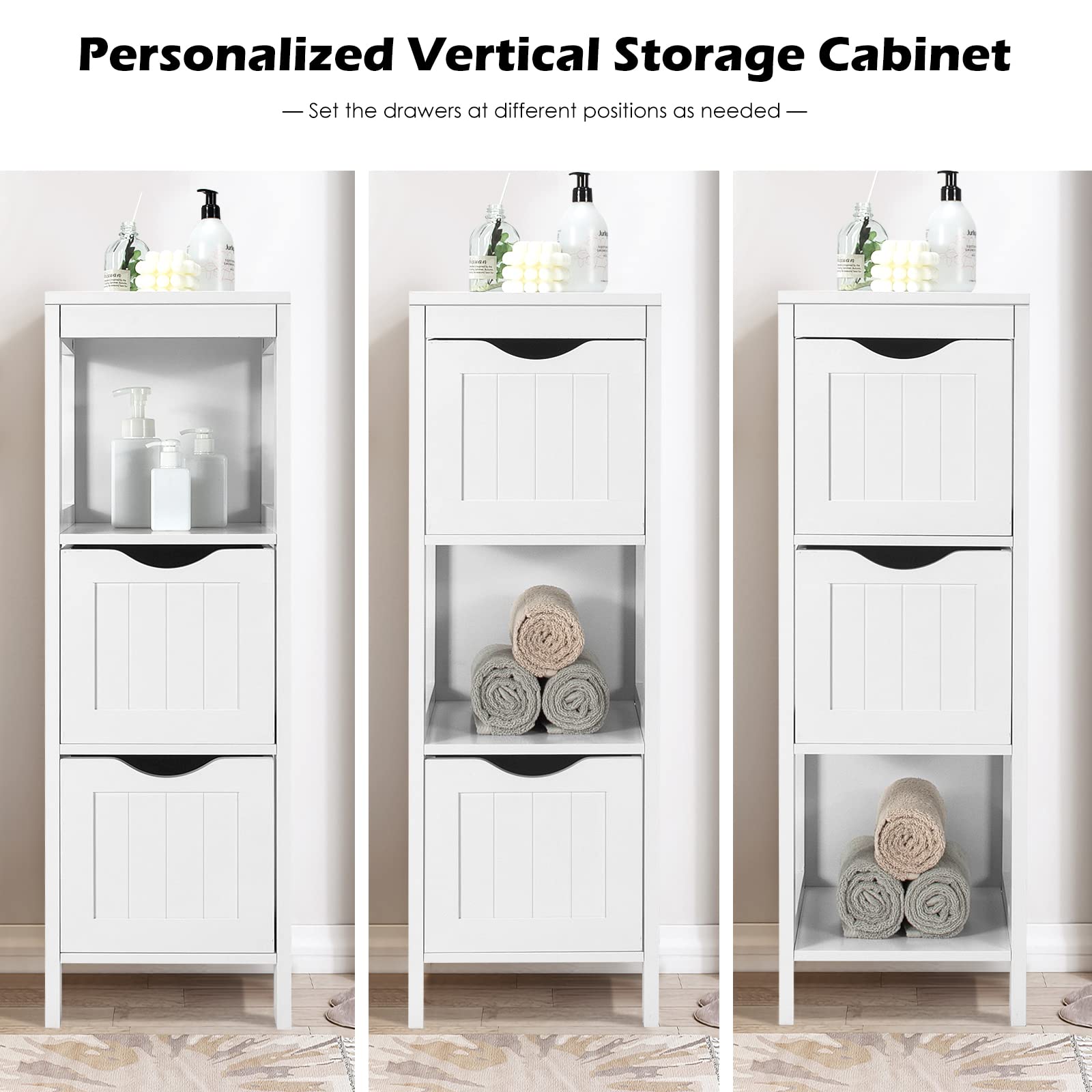 Bathroom Organizers and Storage Cabinet - Storage Organizer Rack Stand with 2 Removable Drawers,