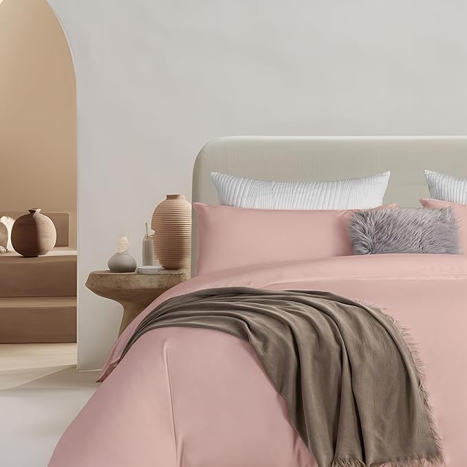 Queen Duvet Cover Set, 100% Tencel Lyocell Comforter Cover Set, Silky and Cooling