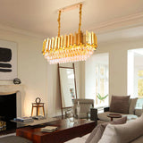 Modern Crystal Chandeliers 3-Tier Gold Crystal Chandeliers Oval Pendant Light Brass