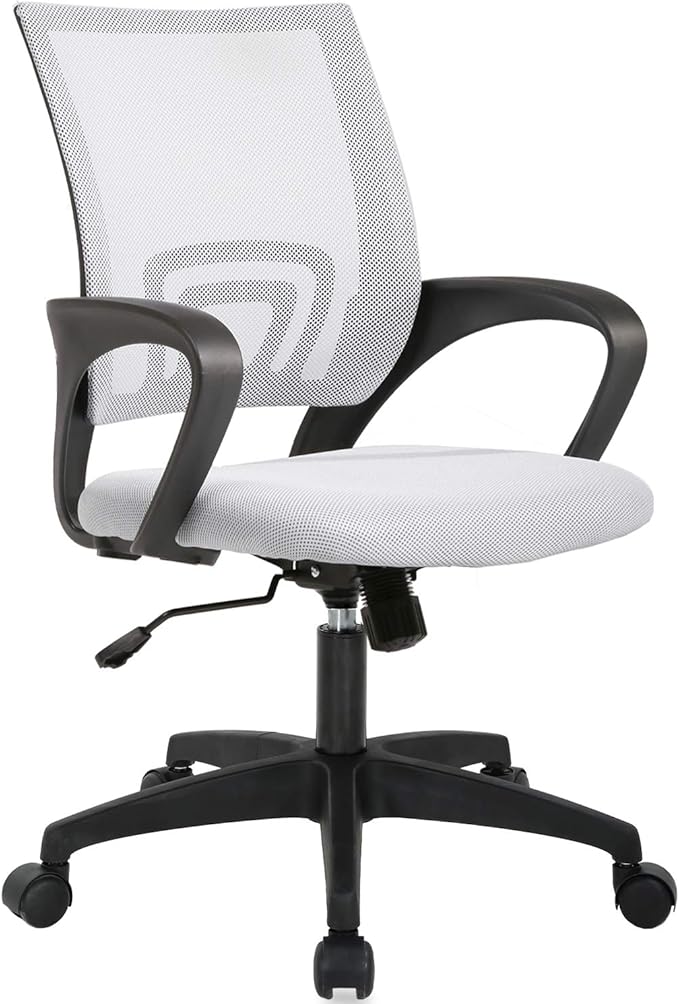 Chair Ergonomic Desk Chair Mid Back Computer Chair Task Rolling Swivel Chair with Lumbar Support Arms Modern Executive Adjustable Chair for Girl Adults Women(Red)
