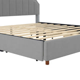 King Size Upholstered Platform Bed with Headboard, 4 Storage Drawers, and Support Legs,