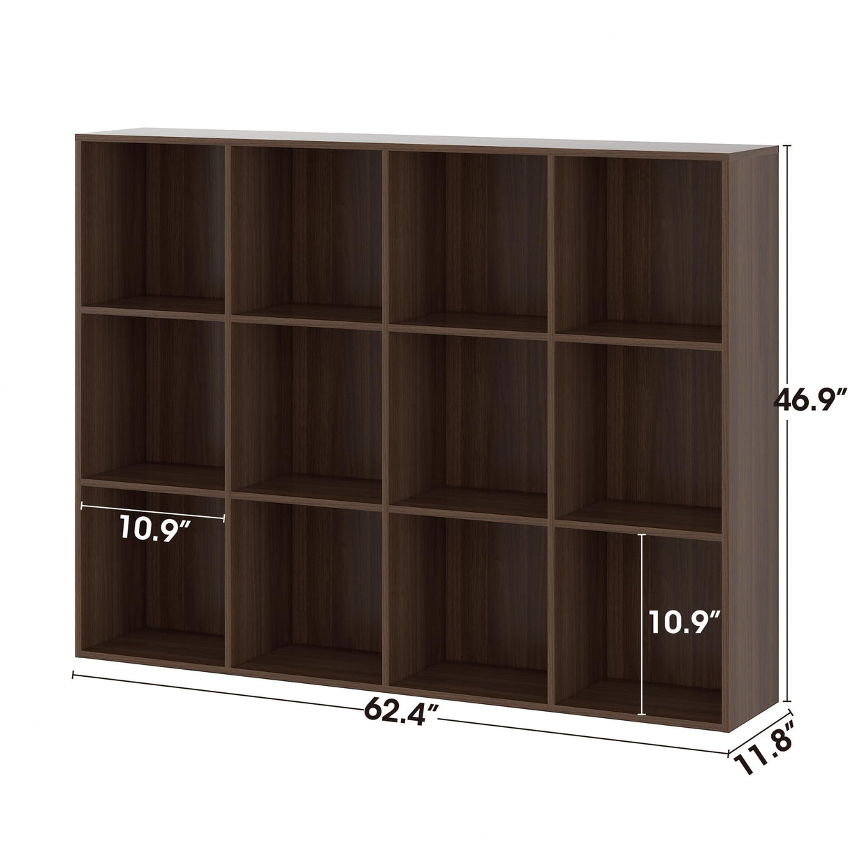 Bookcase, 12 Cube Open Storage Organizer Display Bookshelf, HOFB021
