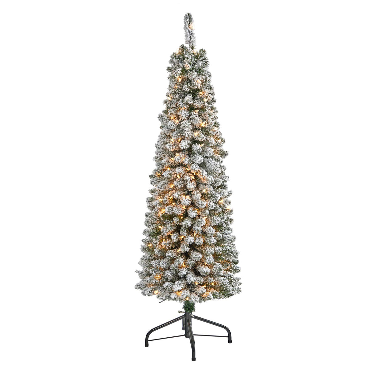 5ft. Flocked Pencil Artificial Christmas Tree with 200 Clear Lights