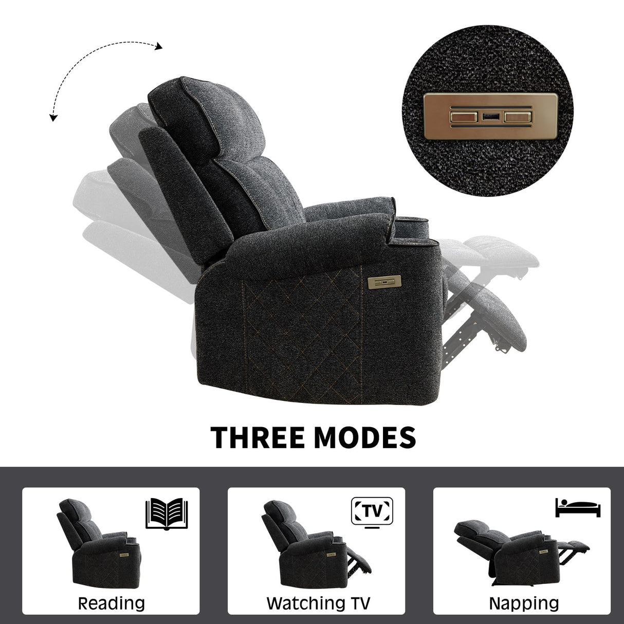 Classic Power Recliner Chair, Overstuffed Electric Recliners with Double Layer Backrest