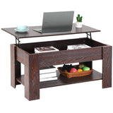 Top Coffee Table with Hidden Compartment and Storage Shelf Wooden Lift Tabletop