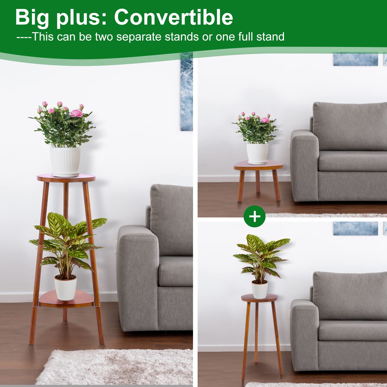 WoodHaven 2-Tier Convertible Wooden Plant Stand