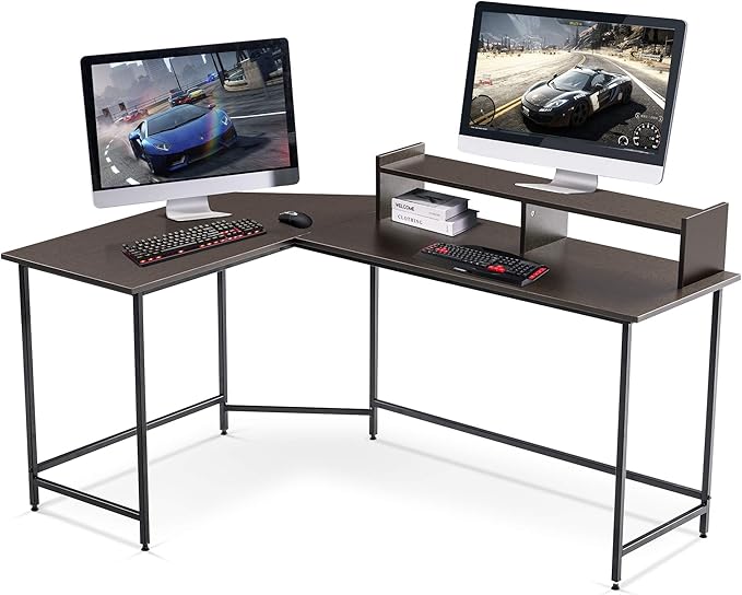 L Shaped Gaming Desk, Modern Reversible Computer Desk with Monitor Stand