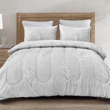 3-Piece Floral Queen Comforter Set, Microfiber Bedding Down Alternative Comforter