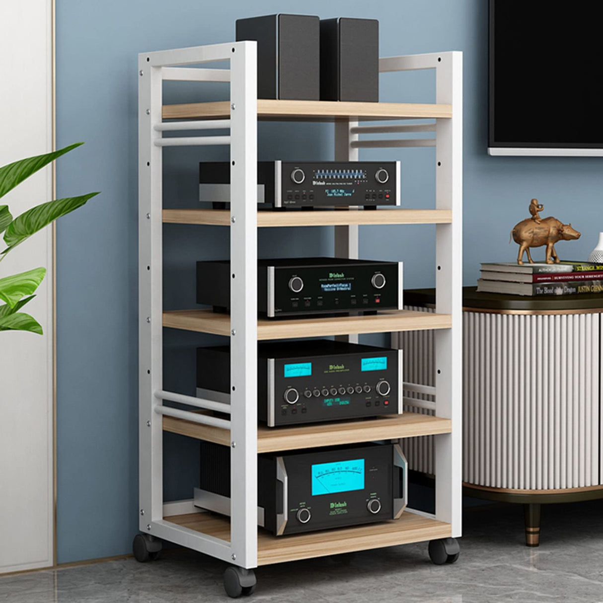 Media Storage Cabinet, Stereo Cabinet, Audio-Video Media Stand