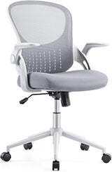 Home Desk Office Chair, Flip-up Arm, Grey