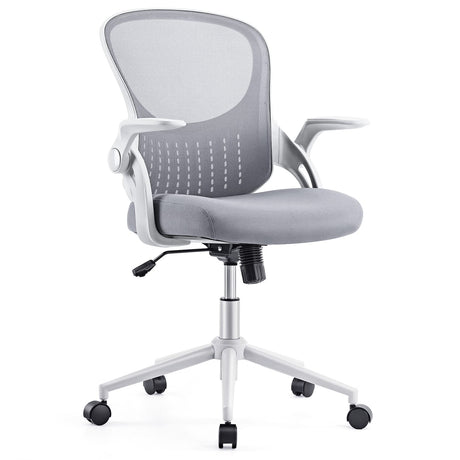 Home Desk Office Chair, Flip-up Arm, Grey