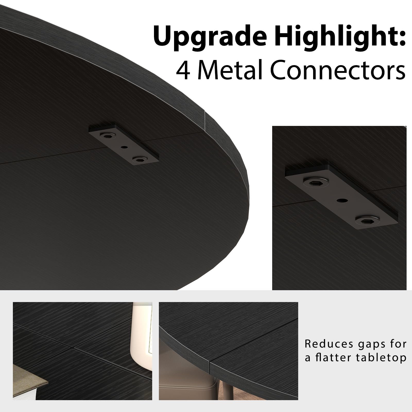 Round Dining Table for 4-6 People - 47 Inch Modern Wood Circle Table