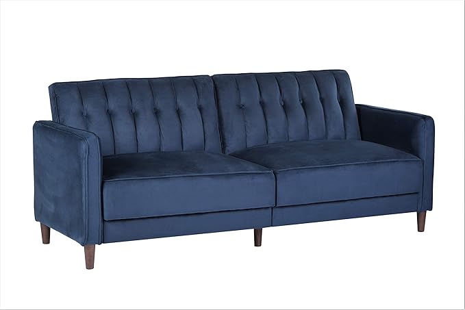 Anastasia Mid Century Modern Velvet Tufted Convertible Sleeper Sofa, 81", Grey