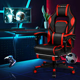 Goplus Massage Gaming Chair, Reclining Backrest, Seat Height Adjustment Racing Computer Office Chair with Footrest, Ergonomic High Back PU Swivel Game Chair (Red)