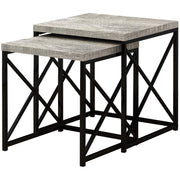 I TABLE-2PCS Set/Grey Reclaimed Wood/Black NESTING TABLE, Gray