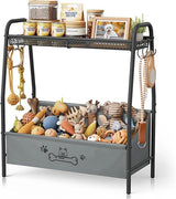 Large Dog Toy Storage Basket with Shelf & Hooks - 23.6" Organizer