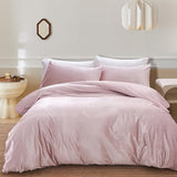Dirty Pink Velvet Microfiber Duvet Cover Set Queen Size, 3 Piece Reversible Duvet
