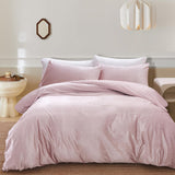 Dirty Pink Velvet Microfiber Duvet Cover Set Queen Size, 3 Piece Reversible Duvet