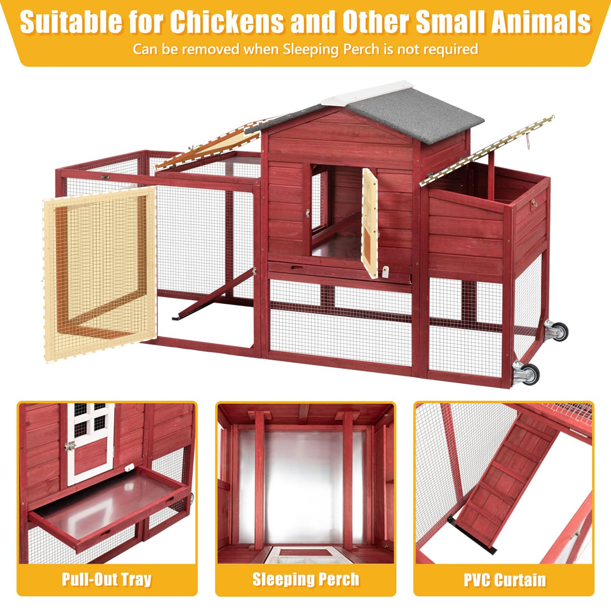 Wooden Chicken Coop Cage Outdoor Indoor Hen House