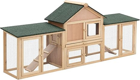 83" L Outdoor Rabbit Hutch, Guinea Pig Cage Indoor Outdoor Wooden Bunny Hutch