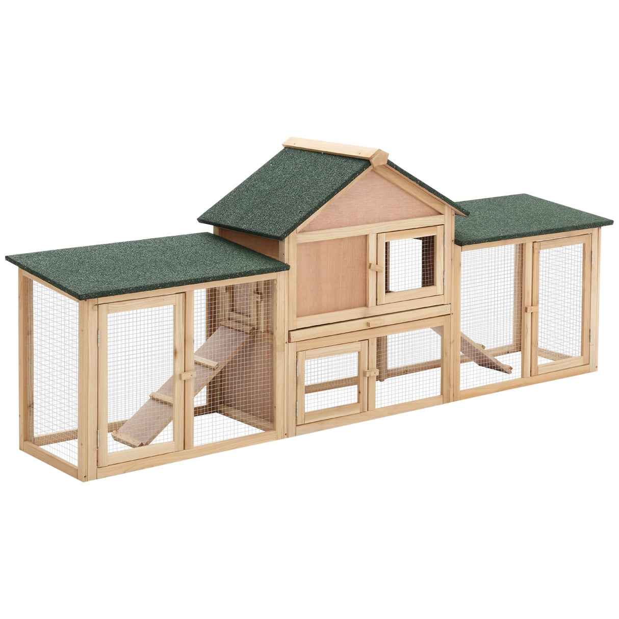 83" L Outdoor Rabbit Hutch, Guinea Pig Cage Indoor Outdoor Wooden Bunny Hutch