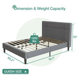 Queen Bed Frame with Headboard Queen Platform Bed Frame for Bedroom Bed Frame Queen Size with Upholstered Headboard,