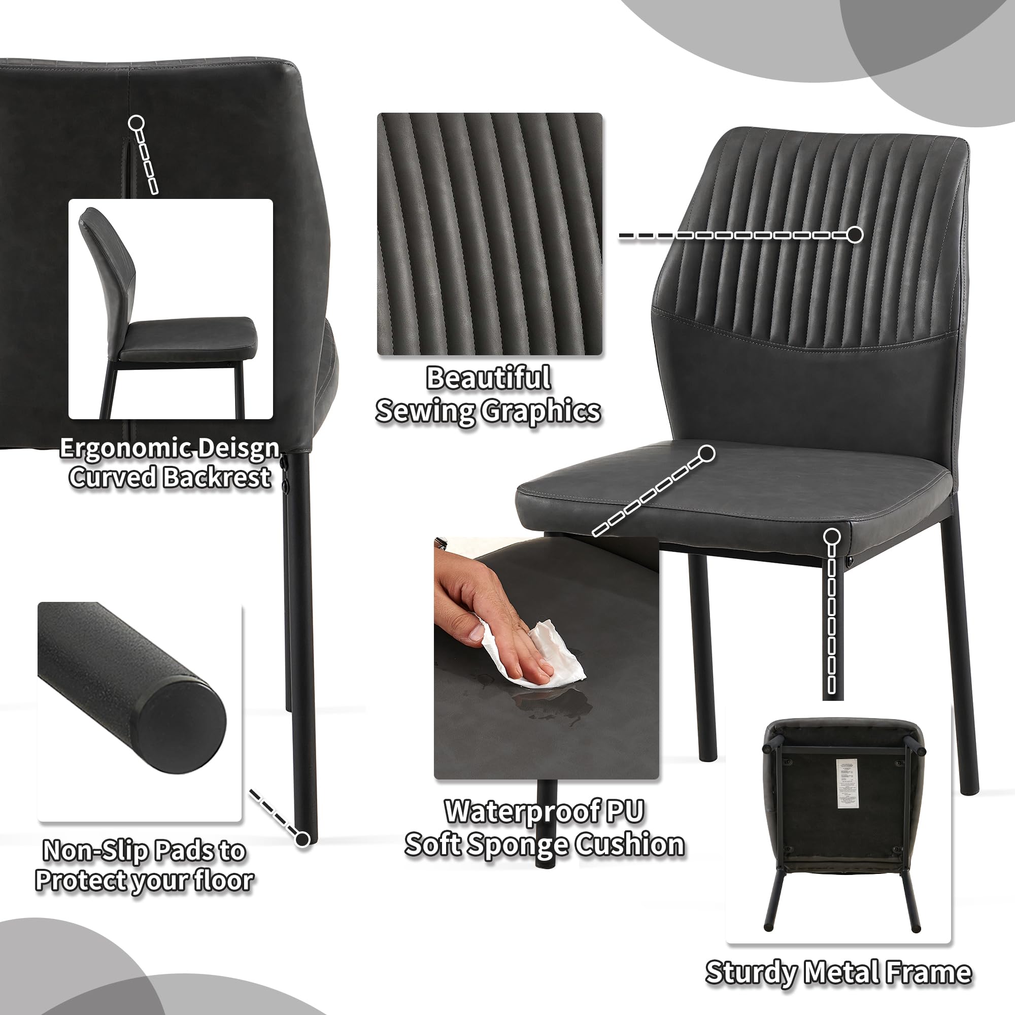 5-Piece Mid-Century Modern Dining Table Set for 4