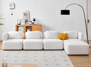 Convertible Sectional Sofa Bed Modern L-Shape Sofa Set 4-Seat Modular Sofa