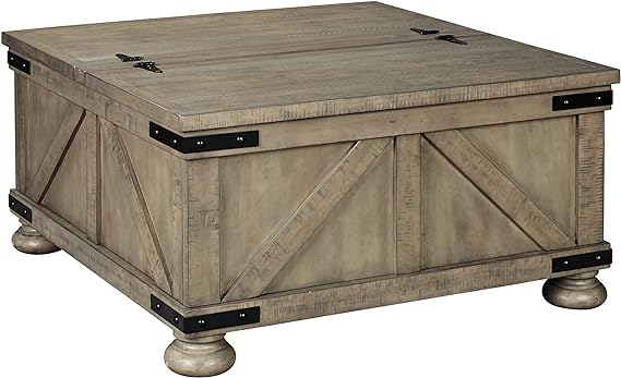 Wystfield Coffee Table, 36"W x 36"D x 18"H, White/Brown