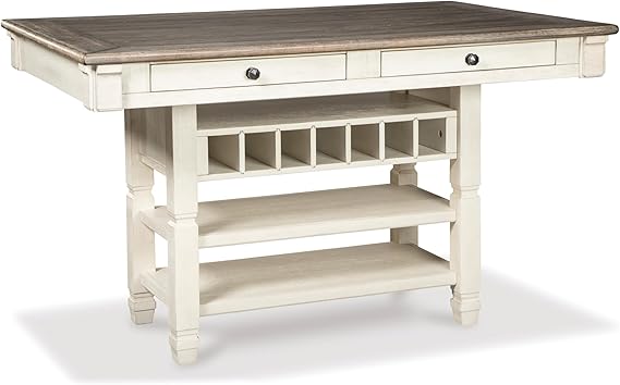 Tyler Creek Farmhouse Counter Height Dining Table with Wine Rack