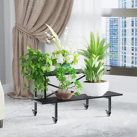 2 Tier Sturdy Metal Plant Stand Heavy Duty Plant Holder for Home Indoor and Outdoor
