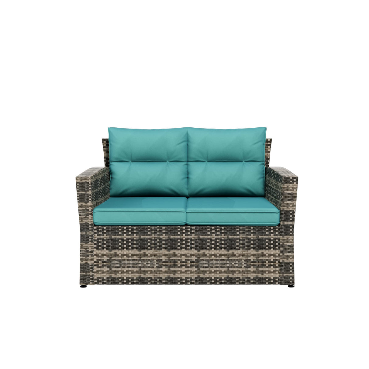 6-Piece Outdoor Furniture Conversation Sofa Set PE Rattan Wicker