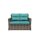 6-Piece Outdoor Furniture Conversation Sofa Set PE Rattan Wicker