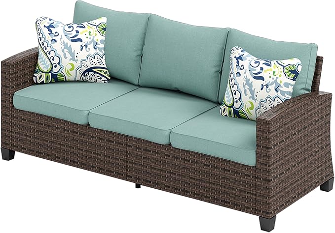 Loveseat Patio Sofa，Outdoor 2-seat Wicker Rattan Patio Sofa