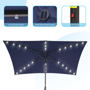 Rectangle Patio Umbrella with Solar Lights, 10x6.5ft Rectangular Umbrella Outdoor Patio