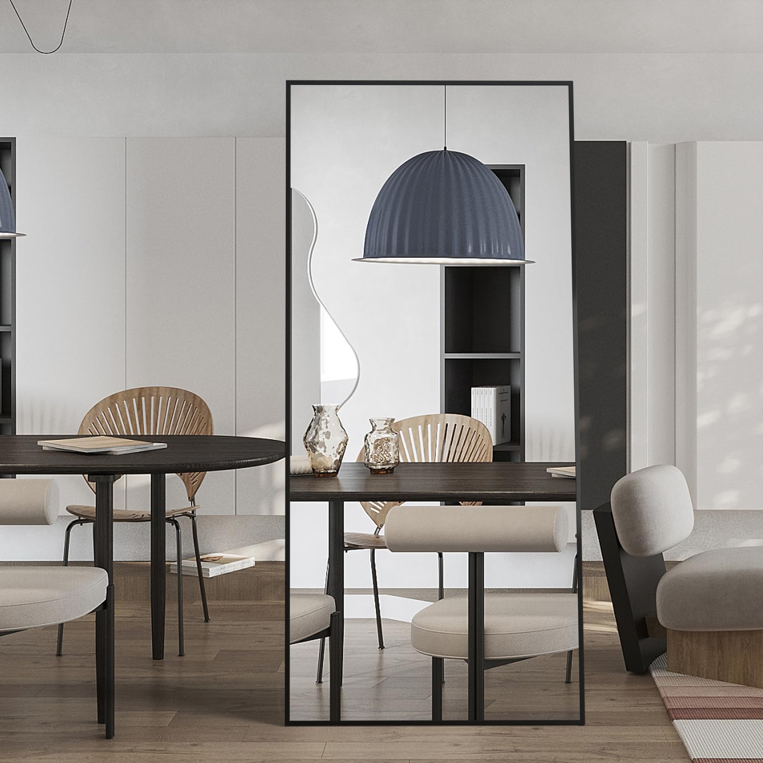 Full-Length Floor Mirror with Adjustable Bracket - Large Aluminum Alloy Standing Mirror