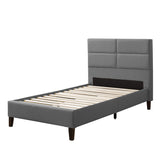 Bellevue Light Gray Fabric Upholstered Twin/Single Bed with Headboard