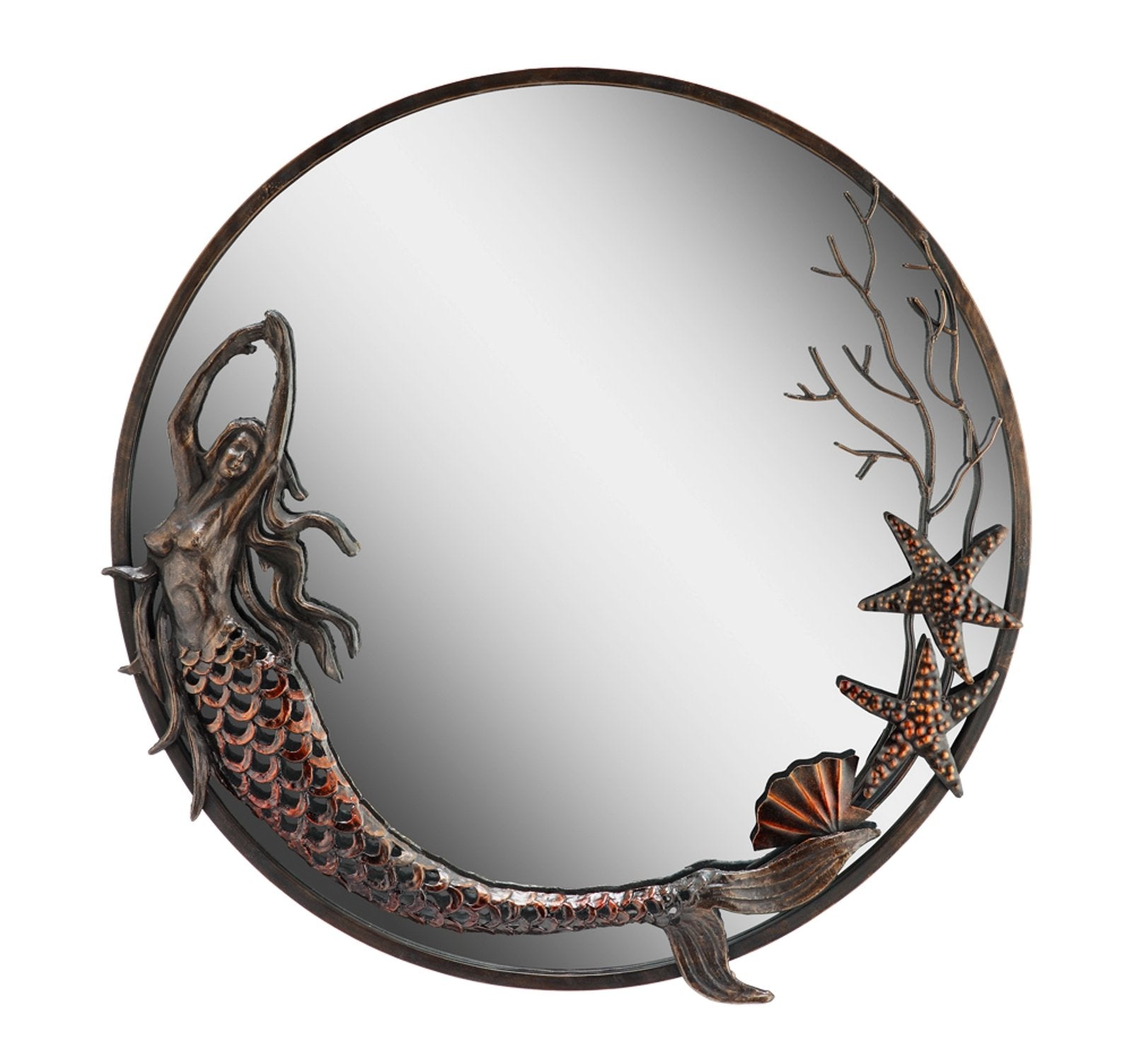 Aluminum Frame Mermaid Round Mirror - Bathroom Wall Décor